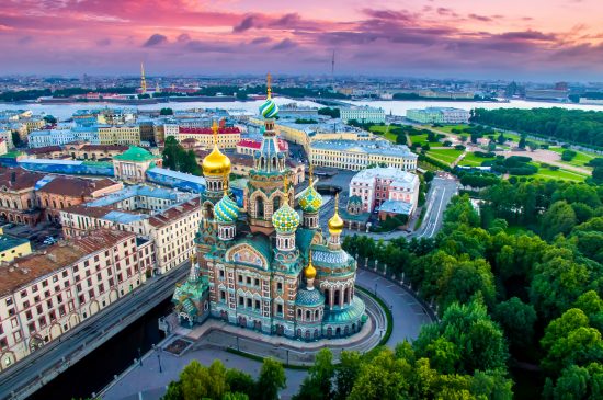 Saint-Petersburg. Russia. Panorama of St. Petersburg at the summer sunset. Cathedral of the Savior on blood. Cathedral of the Resurrection. Petersburg architecture. Petersburg museums. Russian cities.